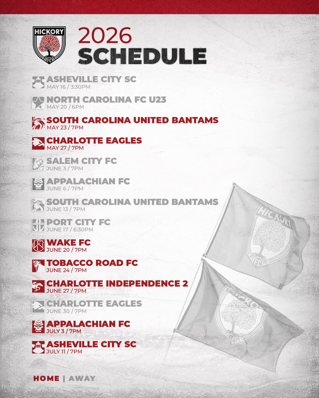 Hickory FC 2026 Season Schedule