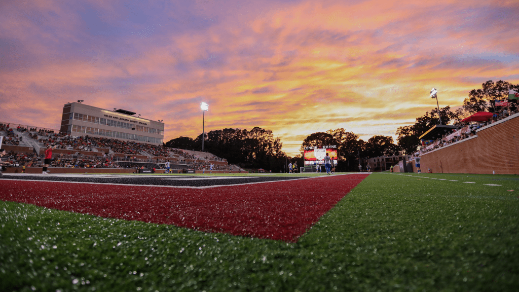 Hickory FC hosting Wake FC in Moretz Stadium with a beautiful sunset.